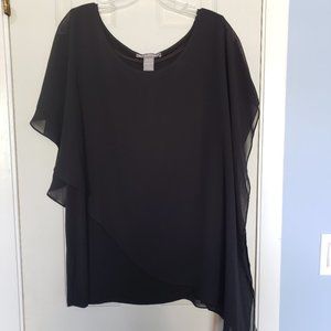 Kate & Mallory Black Asymmetrical Blouse 2X